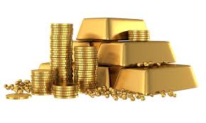 gold bars and coins